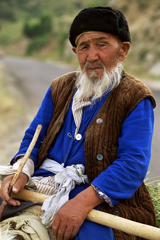 Uzbek farmer on his donkey, Shakhrisabz, near Samarkand, Uzbekistan, Central Asia, Asia