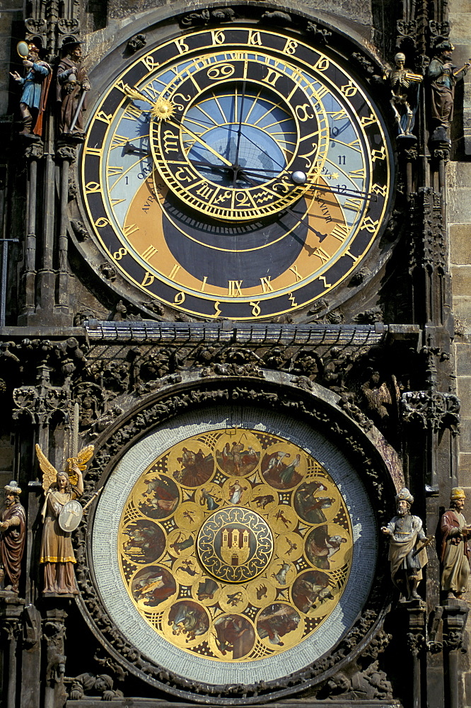 Astronomical clock, Town Hall, Old Town Square, Prague, UNESCO World Heritage Site, Czech Republic, Europe