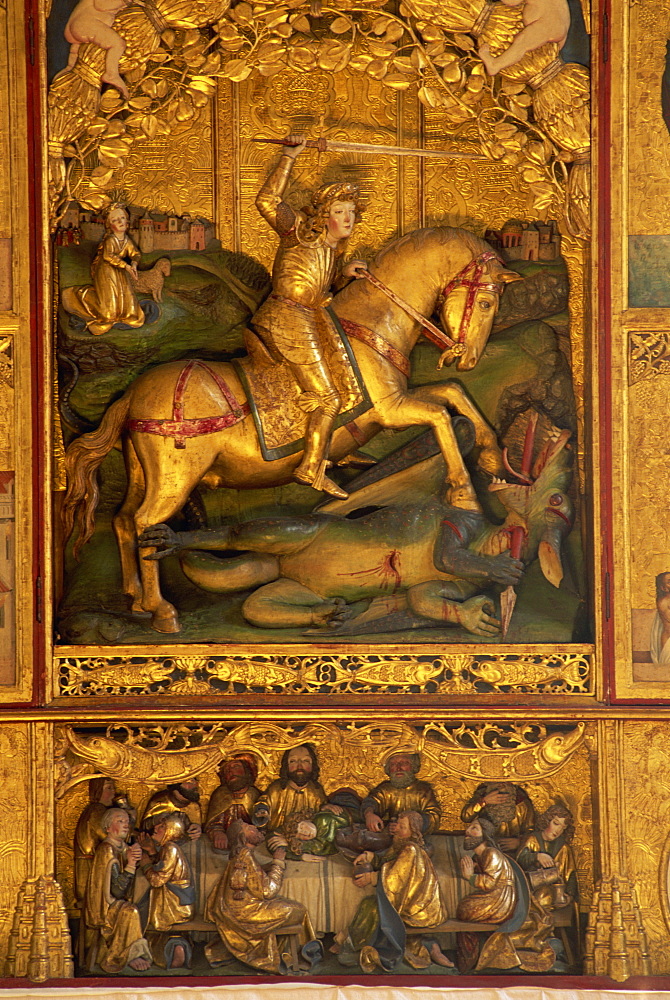 Altar detail by Master Pavol of Levoca, in Gothic church, Spisska Sobota, Slovakia, Europe