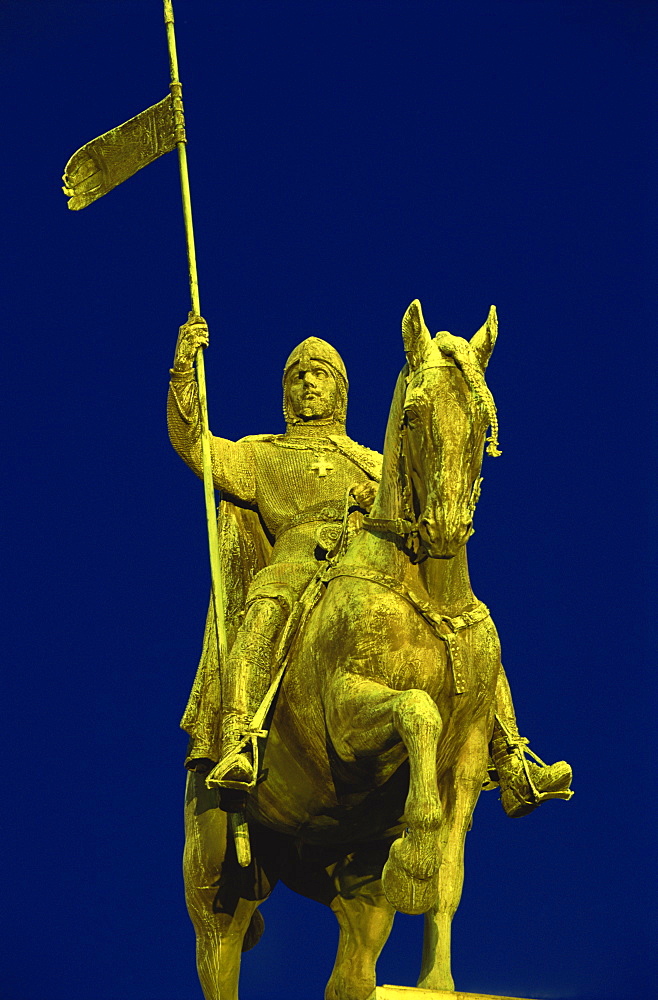 The statue of St. Wenceslas on horseback in the New Town of Prague, Czech Republic, Europe