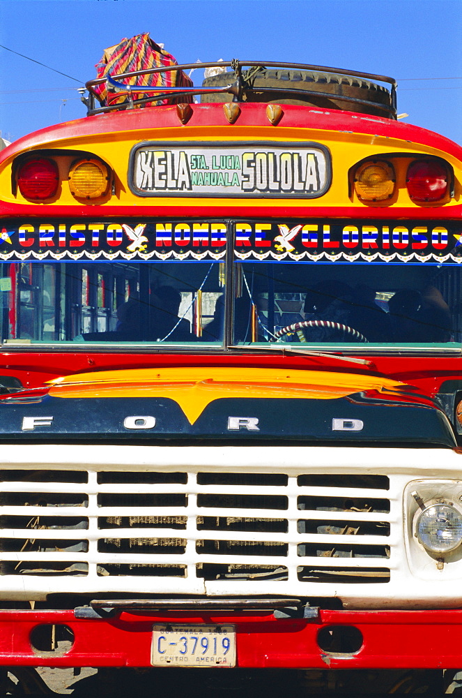 Local bus, formerly US school bus, Solola, Guatemala, Central America