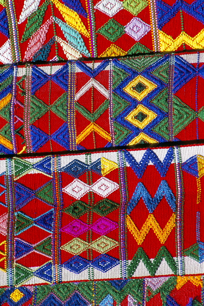 Detail of local weaving, Chichicastenango, Guatemala, Central America