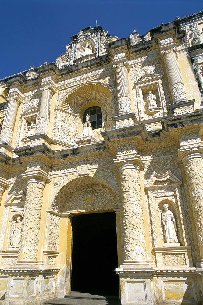 Facade of church of La Merced, Antigua, UNESCO World Heritage Site, Guatemala, Central America