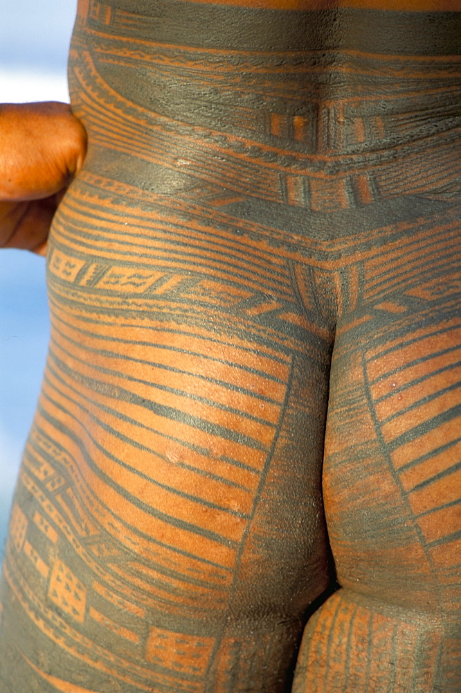 Tattooed bottom, Return to Paradise Beach, Upolu Island, Western Samoa, Samoa, Pacific