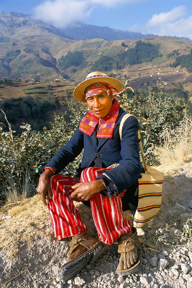 Man in traditional dress, Todos Santos, Guatemala, Central America