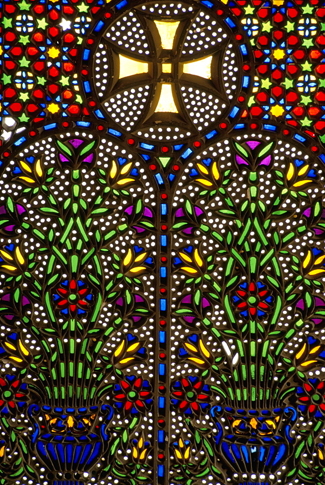 Stained glass from the 15th and 16th centuries, Coptic Museum, Old Cairo, Egypt, North Africa, Africa