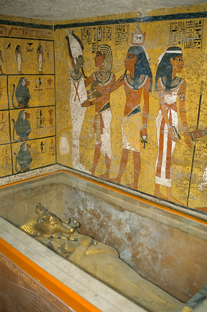 Interior of the tomb of Tutankhamun, Valley of the Kings, UNESCO World Heritage Site, West Bank, Luxor, Thebes, Egypt, North Africa, Africa