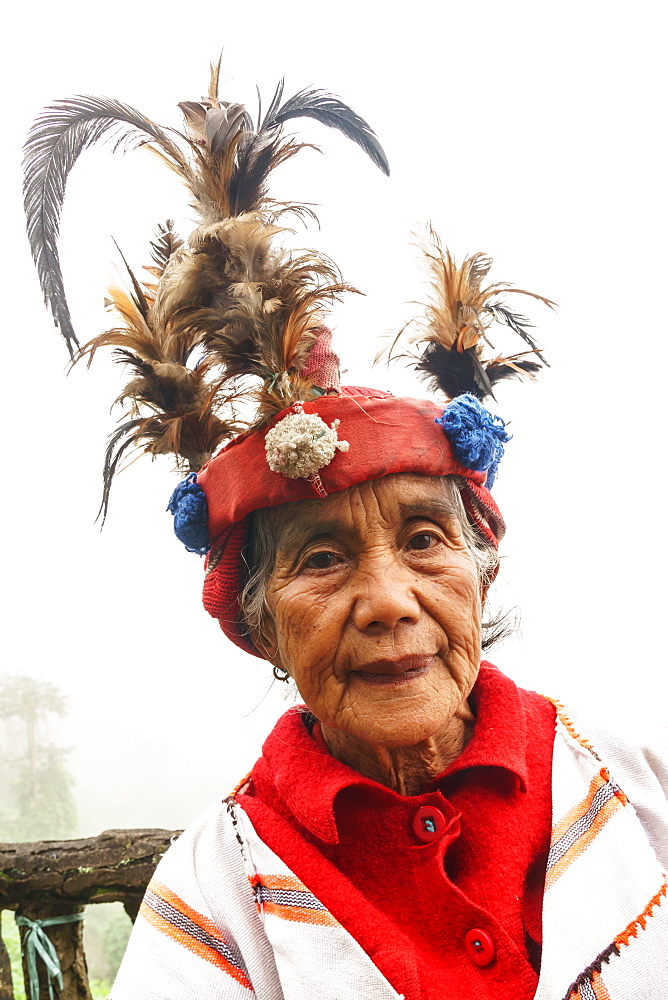 Ifugao woman in traditional dress and hat, Banaue, Luzon Island, Philippines, Southeast Asia, Asia