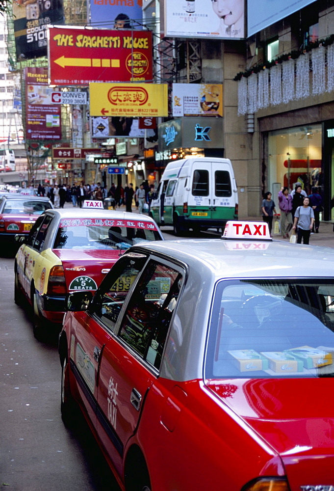 Taxis, Causeway Bay, Hong Kong Island, Hong Kong, China, Asia