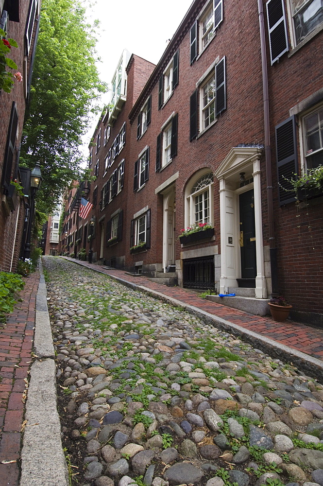 Acorn Street, Beacon Hill, Boston, Massachusetts, USA