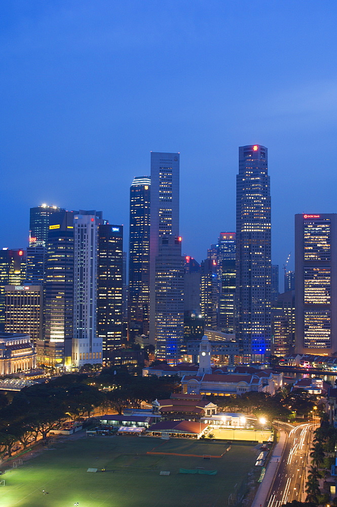 City skyline at dusk, Singapore, South East Asia