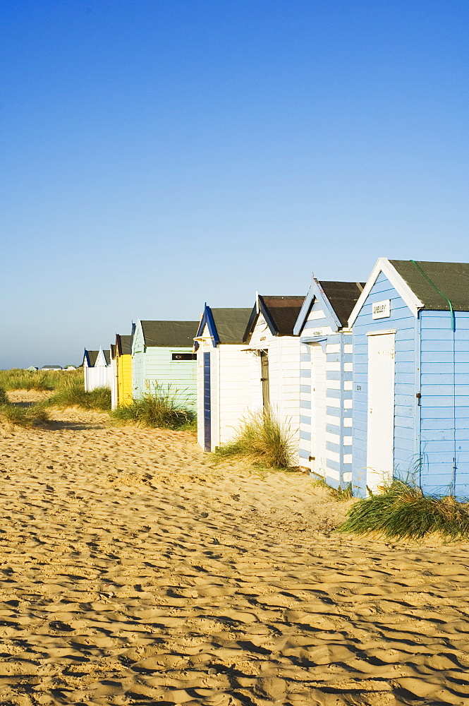 Old beach huts, Southwold, Suffolk, England, United Kingdom, Europe