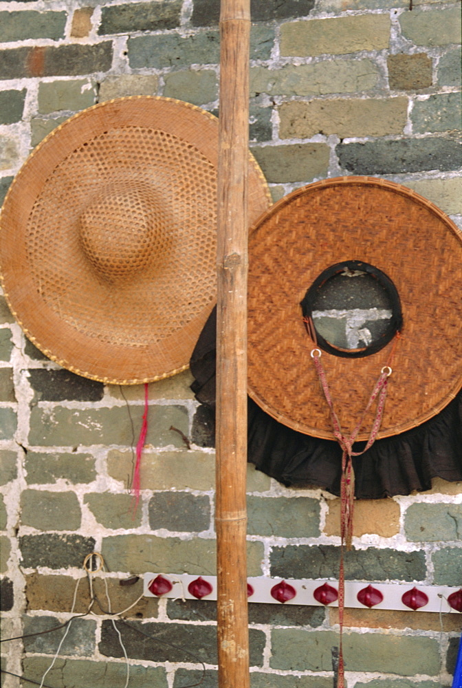 Samfoo straw hats, Hakka women's hats, Kam Tin, New Territories, Hong Kong, China, Asia