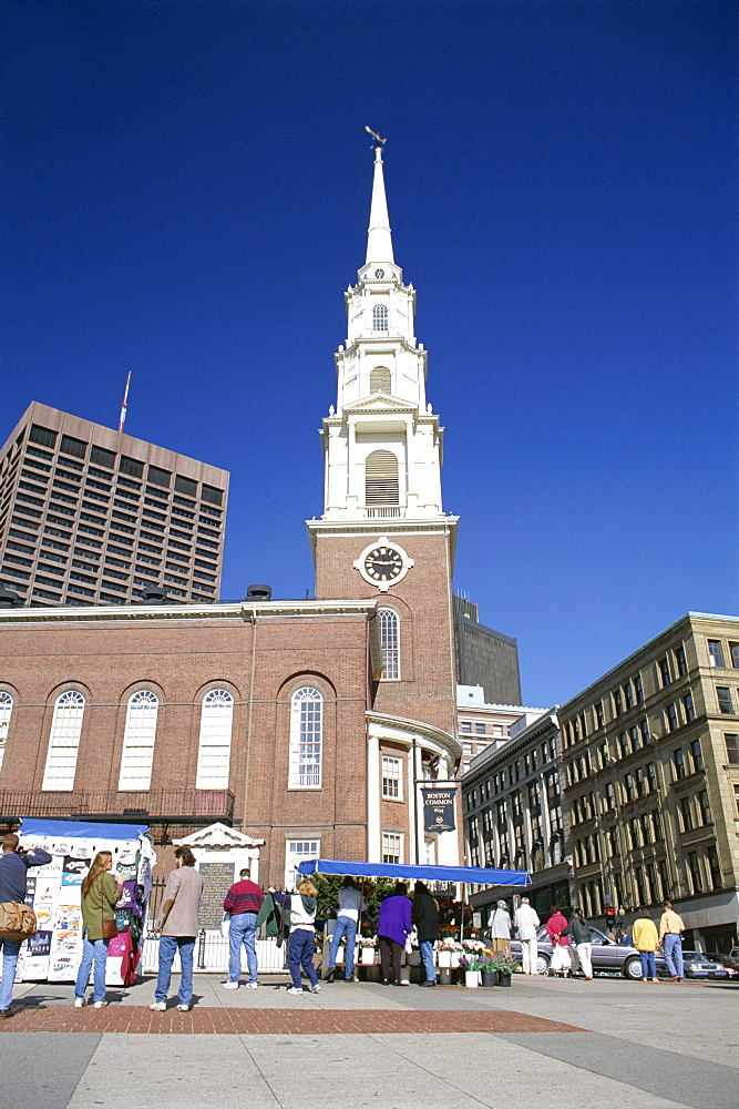 Park Street church, Boston Common, Boston, Massachusetts, New England, United States of America (U.S.A.), North America