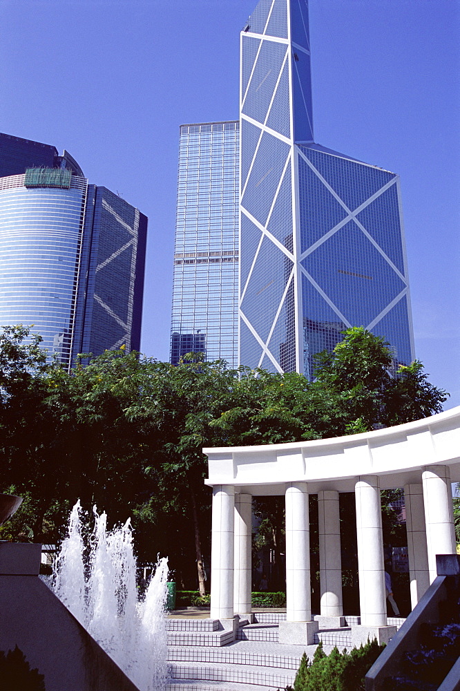 Bank of China Building from Hong Kong Park, Central, Hong Kong Island, Hong Kong, China, Asia