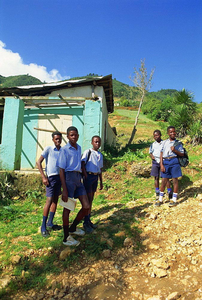 Schoolchildren in uniform, Haiti, West Indies, Caribbean, Central America