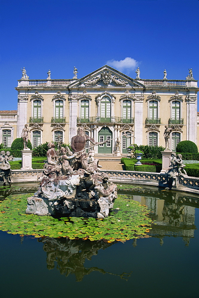 Fountain in front of the Queluz Palace in Lisbon, Portugal, Europe