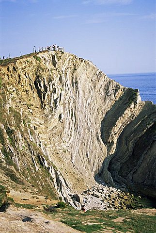 Folded limestone, Stair Hole, Lulworth Cove, Dorset, England, United Kingdom, Europe