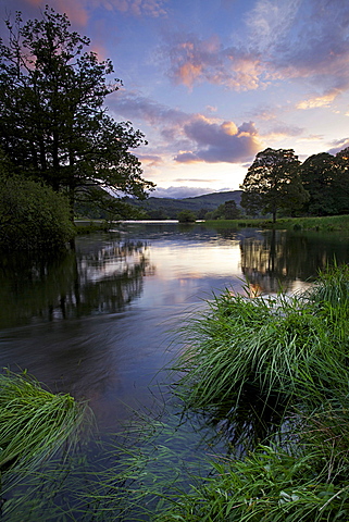 Sunset, Rydal Water, Lake District National Park, Cumbria, England, United Kingdom, Europe