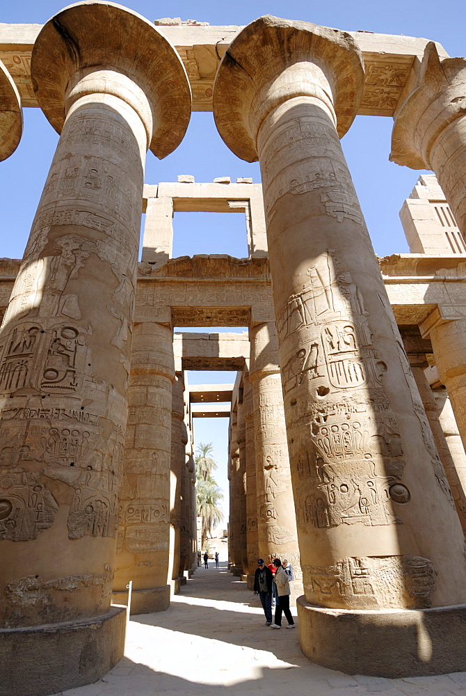 Hypostyle hall, Temple of Karnak, near Luxor, Thebes, UNESCO World Heritage Site, Egypt, North Africa, Africa