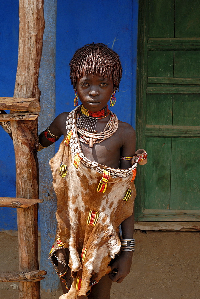 Hamer girl, Turmi market, Ethiopia, Africa