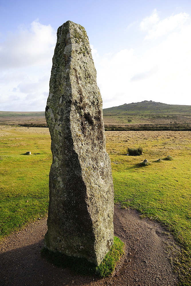 Bronze Age standing stone, Merrivale, Dartmoor National Park, Devon, England, United Kingdom, Europe