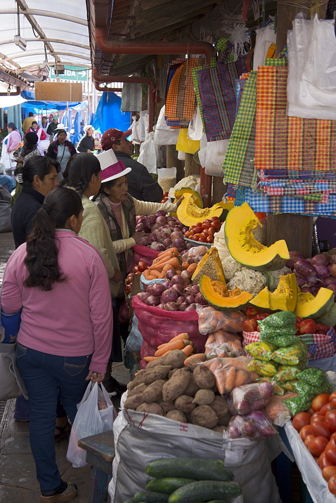 Market stalls in Cuzco, Peru, South America