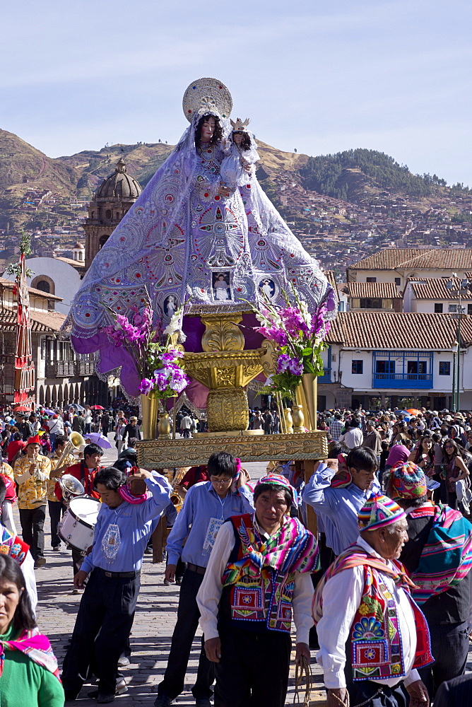 The festivities of Corpus Christi, the most important religious festival in Peru, held in Cuzco, Peru, South America