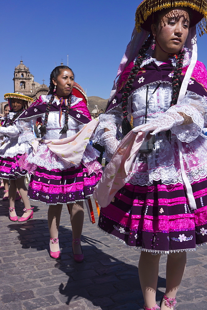 The festivities of Corpus Christi, the most important religious festival in Peru, held in Cuzco, Peru, South America