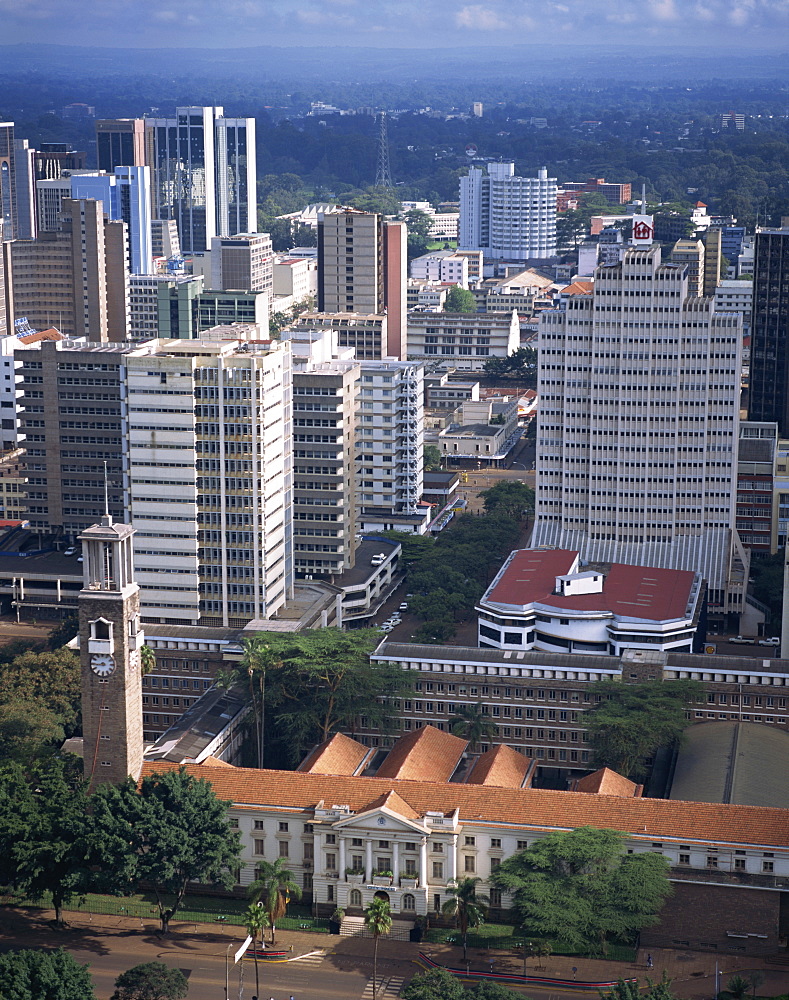 Aerial view over Nairobi, Kenya, East Africa, Africa