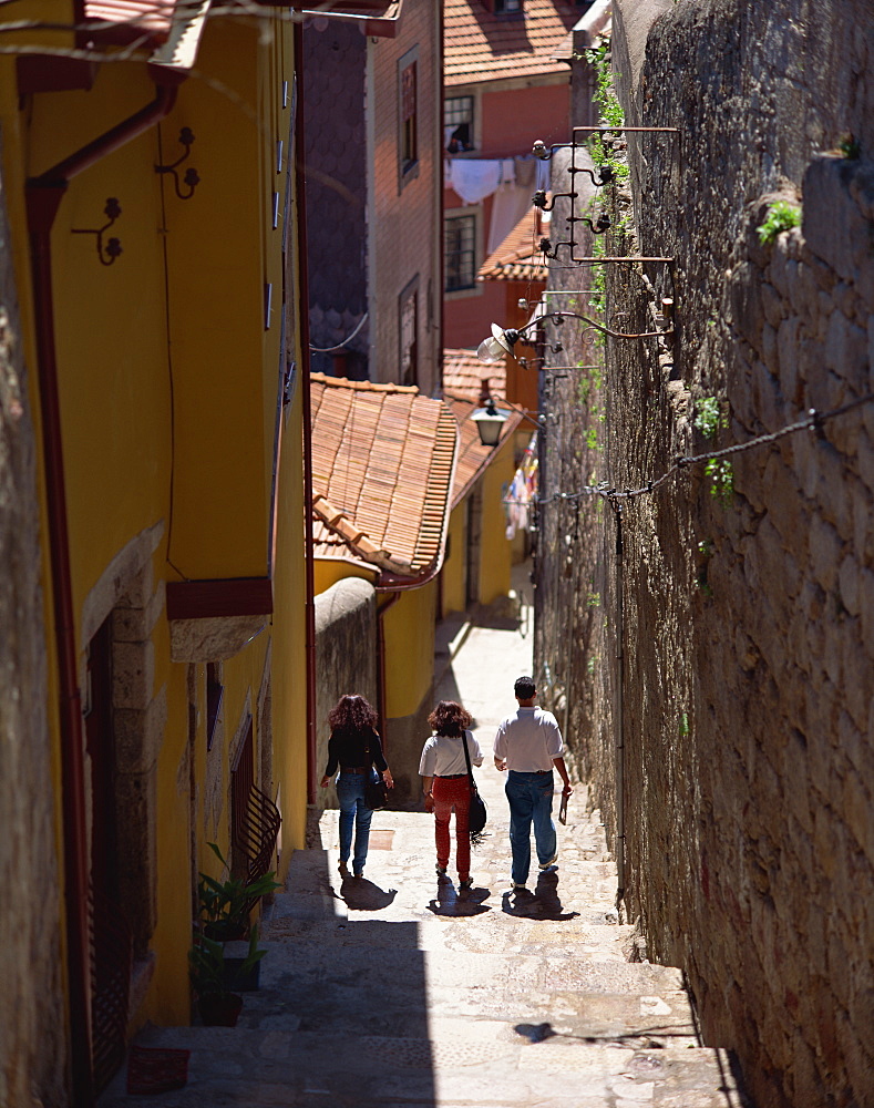 Steps on a narrow street in Oporto, Portugal, Europe