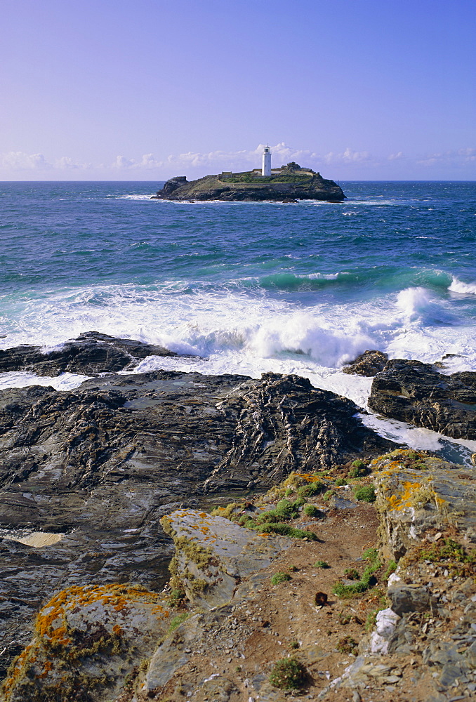 Lighthouse, Godrevy Point, St Ives Bay, Cornwall, England, UK