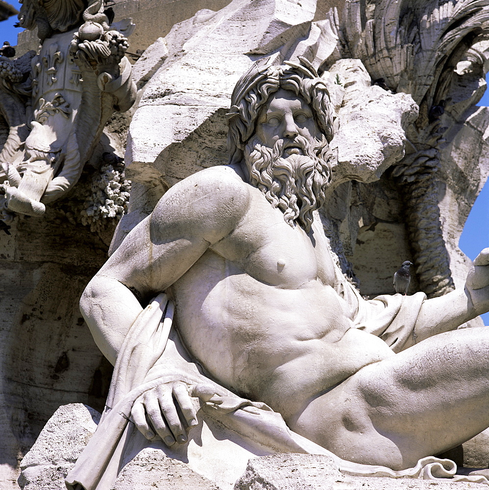 Giacomo della Portas statue, Piazza Navona, Rome, Lazio, Italy, Europe