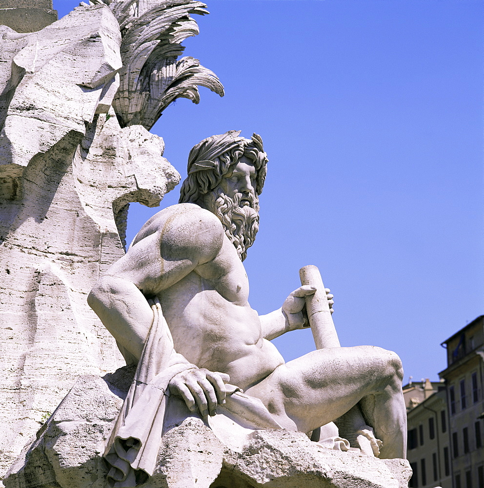 Giacomo della Portas statue, Piazza Navona, Rome, Lazio, Italy, Europe