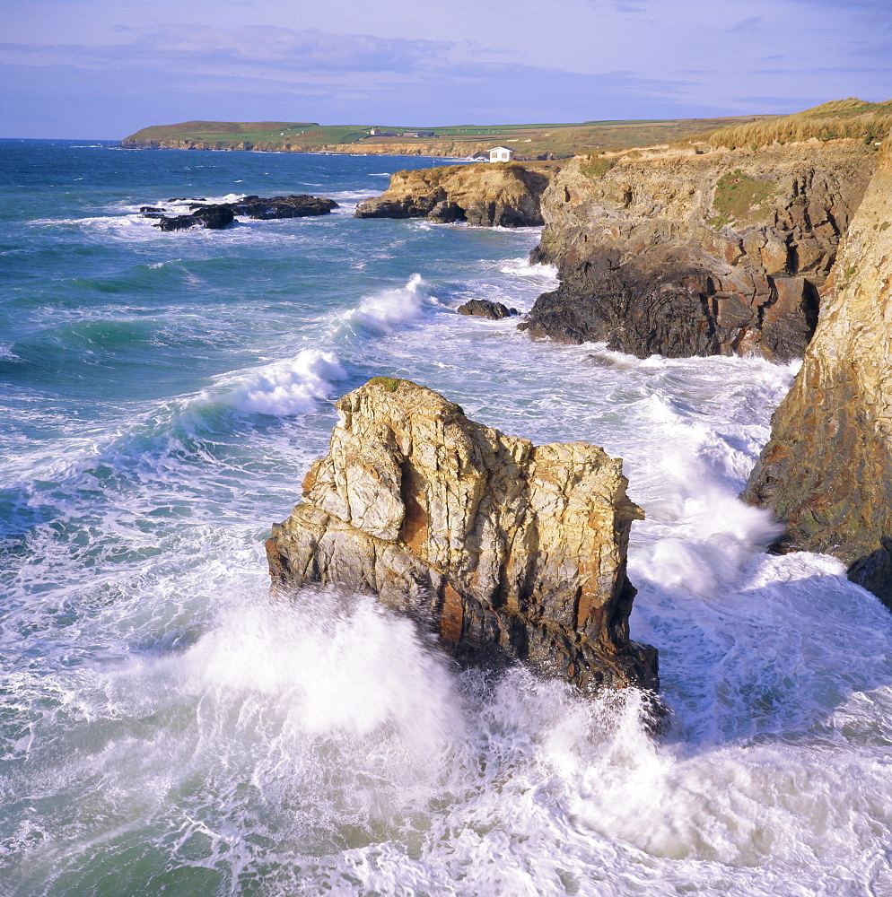 Rocks and sea at Gwithian, Cornwall, England