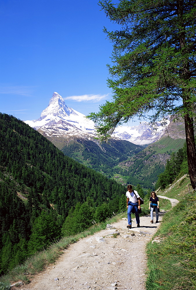 Hiking near the Matterhorn, Swiss Alps, Switzerland, Europe