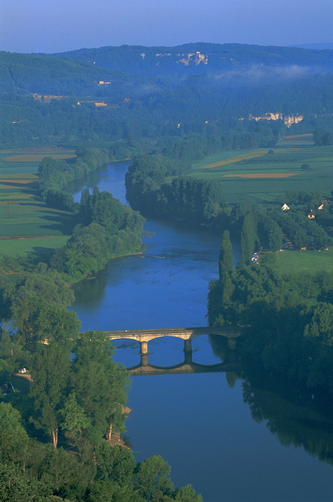 River Dordogne from Domme, Dordogne, Aquitaine, France, Europe