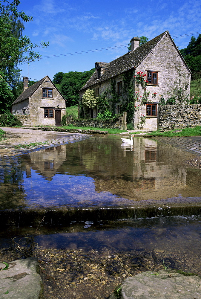 The ford, Duntisbourne Leer, Gloucestershire, The Cotswolds, England, United Kingdom, Europe