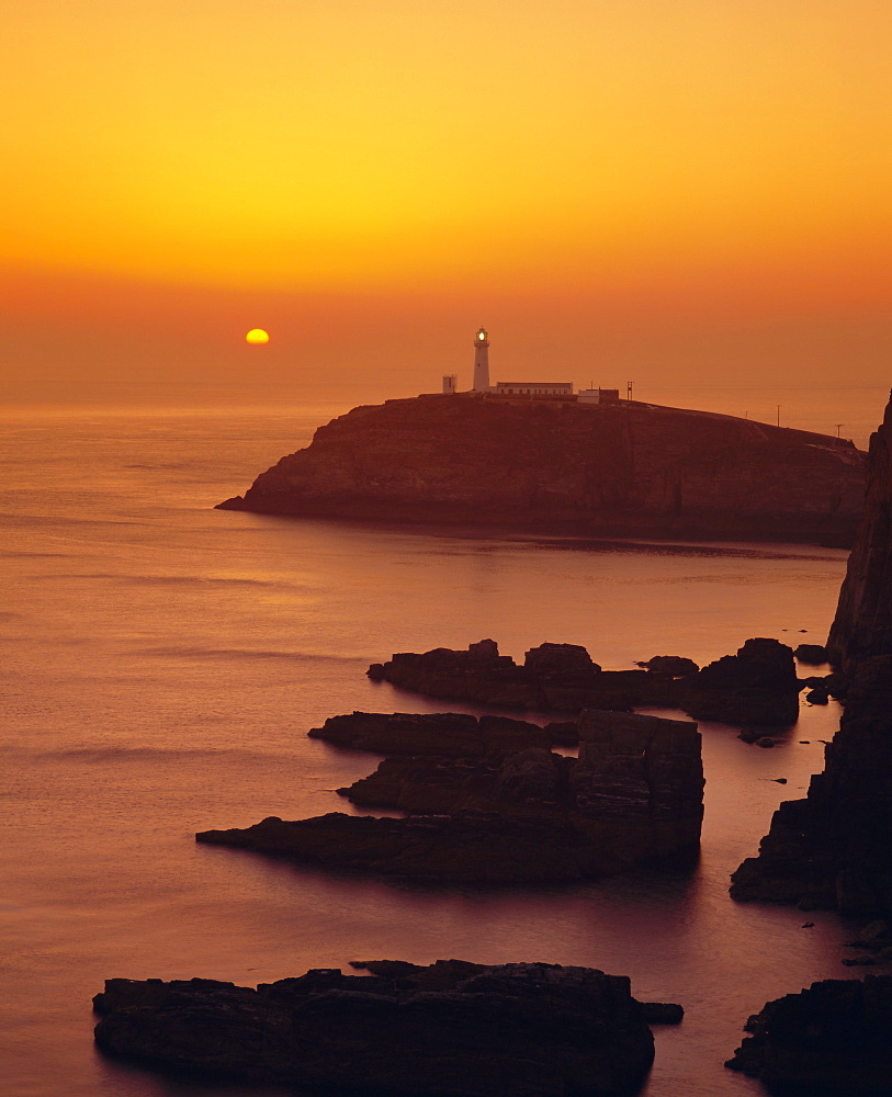 South Stack at sunset, Anglesey, Gwynedd, North Wales, UK, Europe