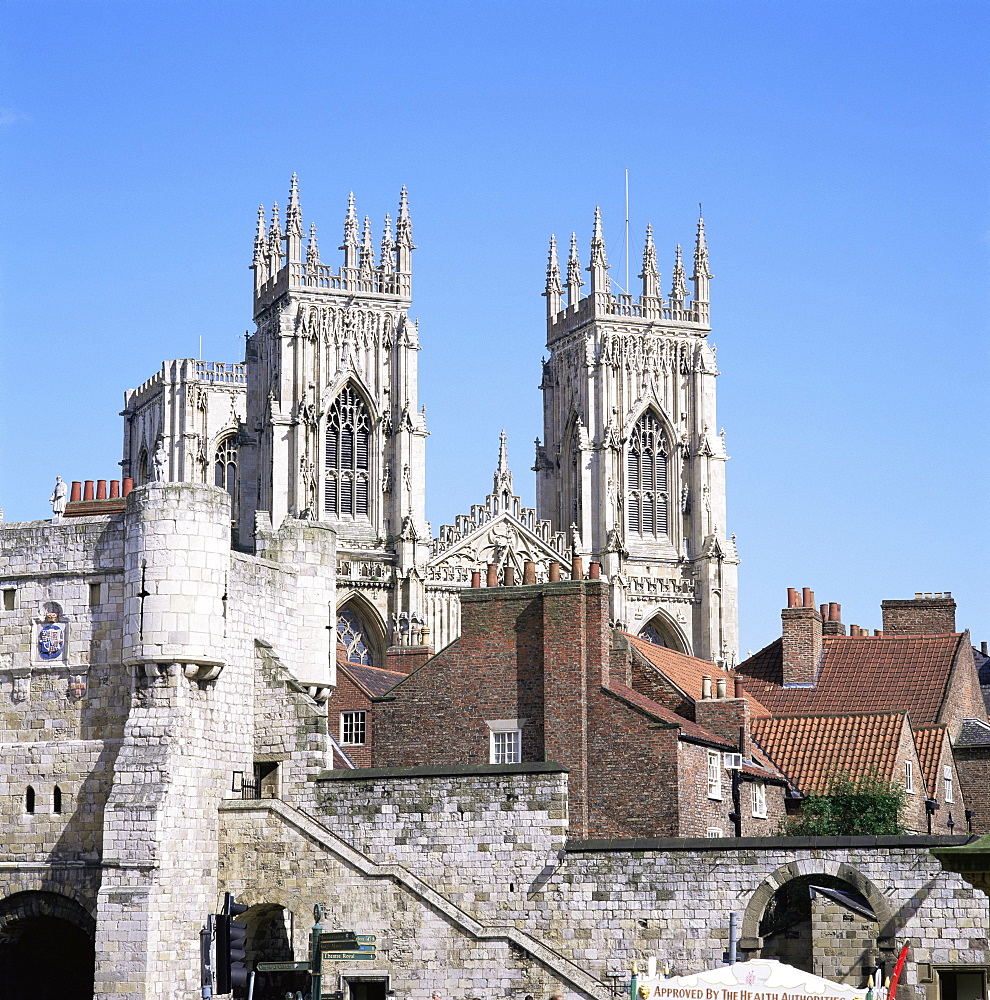 Bootham Bar and York Minster, York, Yorkshire, England, United Kingdom, Europe