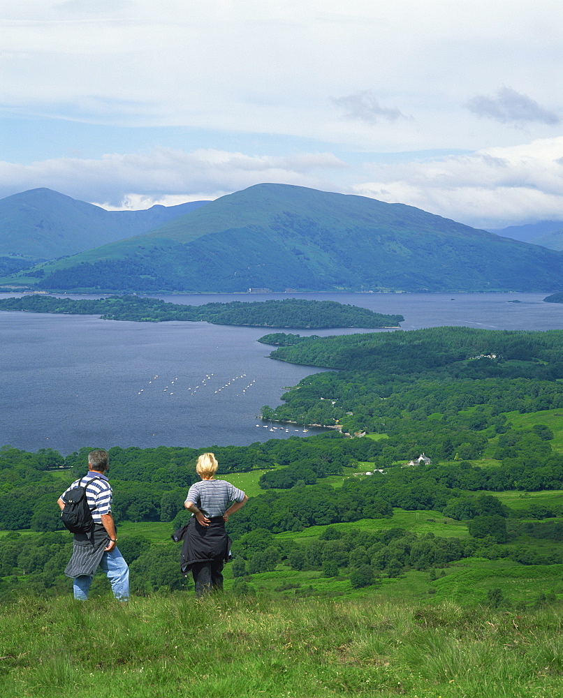 View from Conic Hill of Loch Lomond, Stirling, Central, Scotland, United Kingdom, Europe