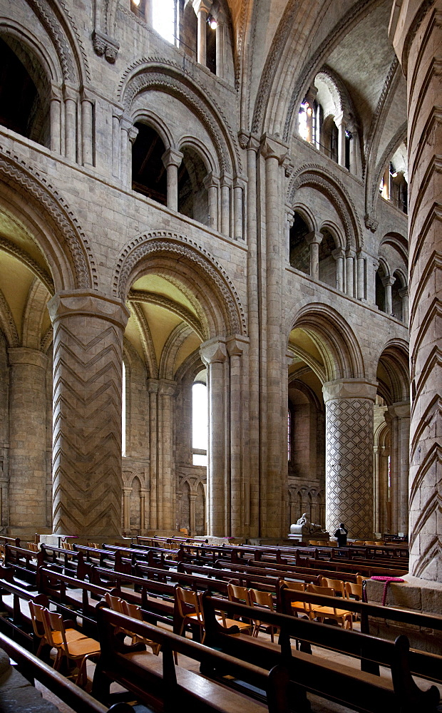 Interior view of north nave arches from south nave aisle, Durham Cathedral, Durham, England, United Kingdom, Europe