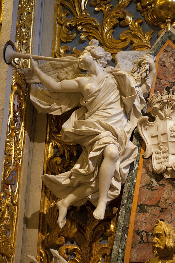 Marble angel in St. John's CoCathedral. Valletta. Malta. Europe