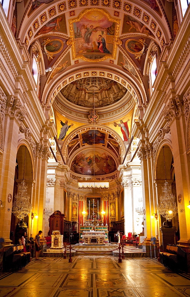 Interior, Gozo Cathedral, Rabat (Victoria), Gozo, Malta, Europe