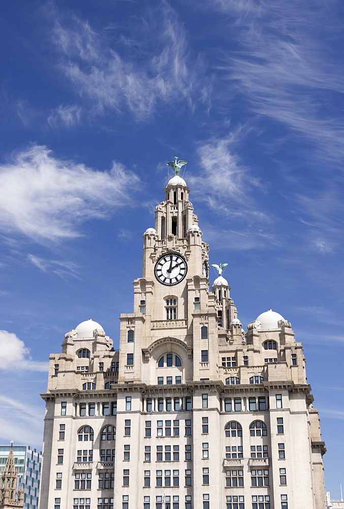 The Royal Liver Building close-up, Liverpool, Merseyside, England, United Kingdom, Europe