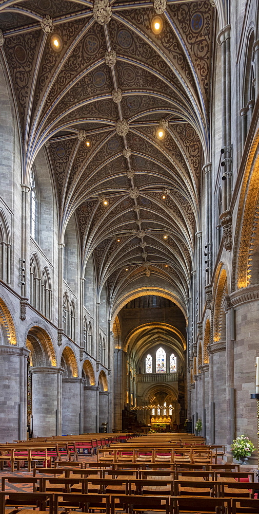 Nave looking East, Hereford Cathedral, Herefordshire, England, United Kingdom, Europe