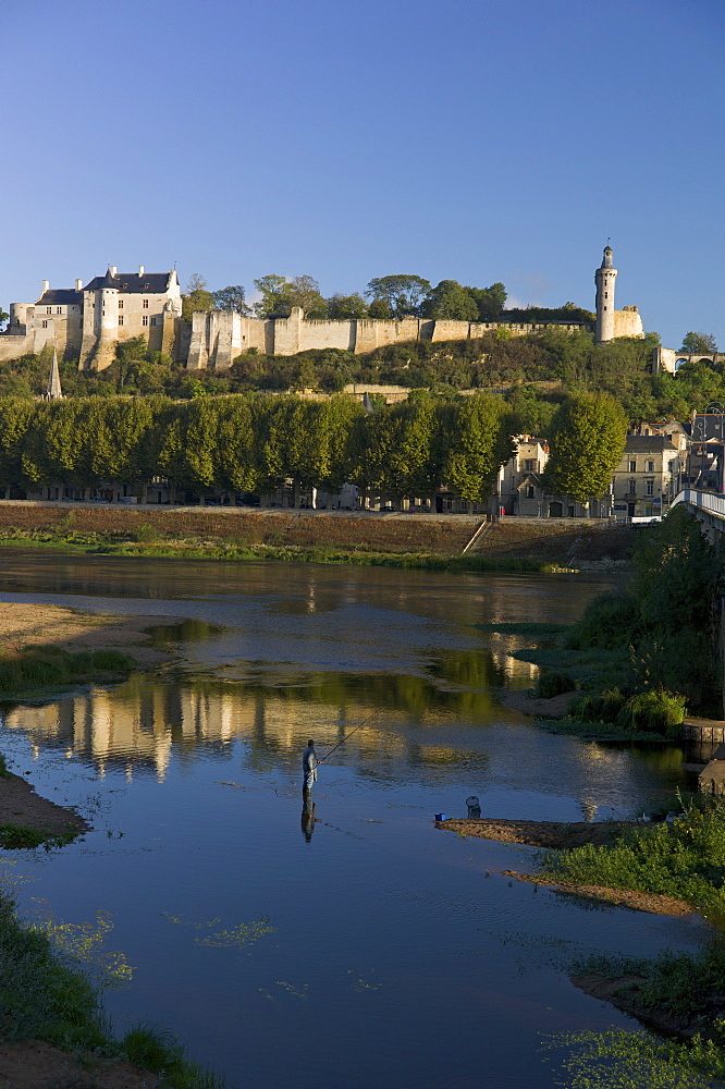 Chateau and River Vienne, Chinon, Indre-et-Loire, Touraine, France, Europe