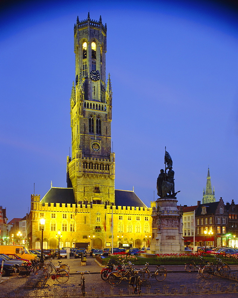 Bell tower at night, Bruges, Belgium