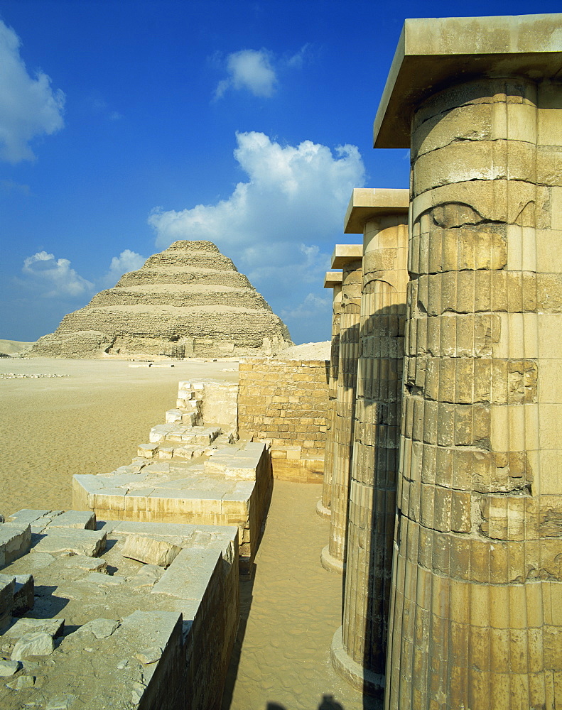 The Step Pyramid of the pharaoh Zoser, at Saqqara (Sakkara), UNESCO World Heritage Site, Egypt, North Africa, Africa