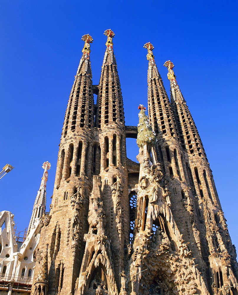 The Sagrada Familia, the Gaudi cathedral, in Barcelona, Cataluna, Spain 